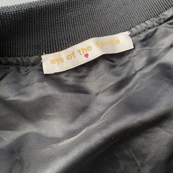 Eye of the Needle Black & White Lace Overlay Full-Zip Bomber Jacket Size Small - Picture 8 of 9